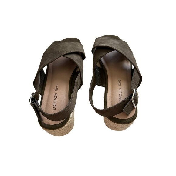 London Rag Green Espadrilles Sandals NEW Leather Crossover Straps Slingback 8 - Picture 6 of 10